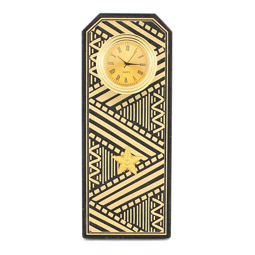  Настольные часы в гостиную "Погон генерал" цвет золото камень змеевик 003529
