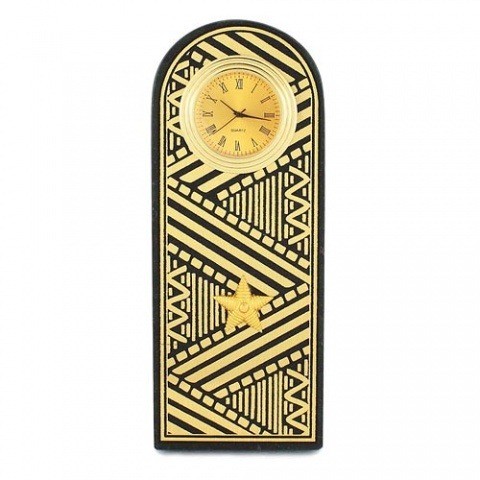  Настольные часы в гостиную "Погон генерал" цвет золото камень змеевик 003531