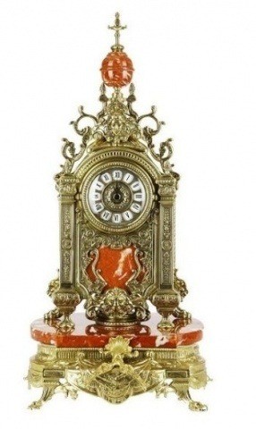 Классические часы для гостиной, камень /латунь "Олимпус" 520 Bronze