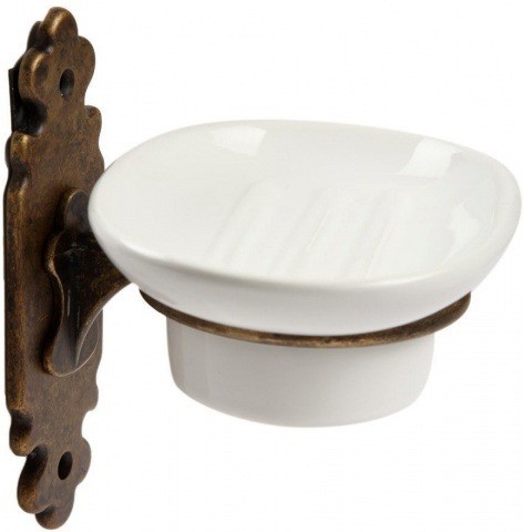 Аксессуар для ванной: мыльница керамика/античная латунь 131247