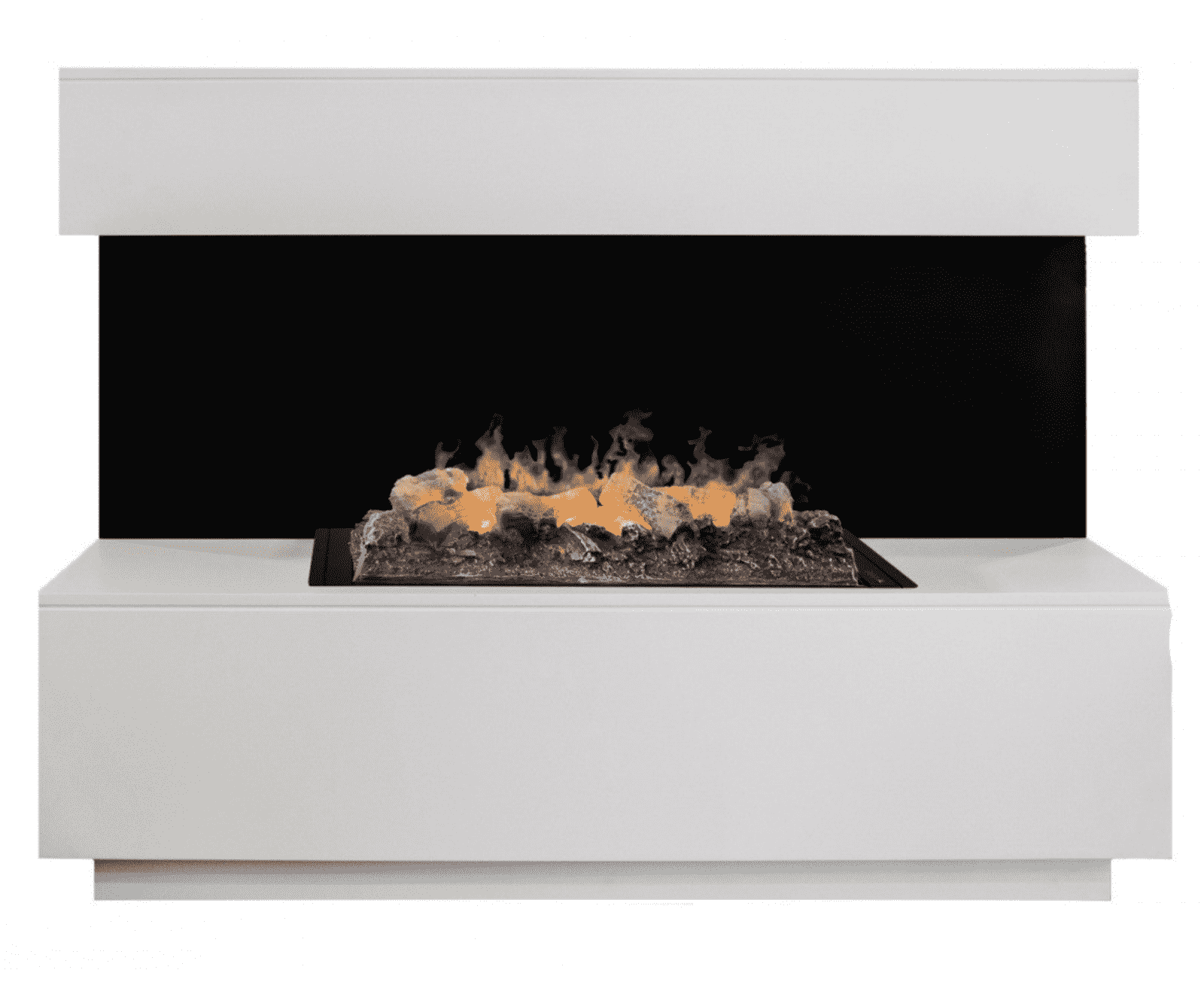 Современный белый с черным линейный электрокамин с эффектом живого огня напольный Modern WT с Cassette 630 3D