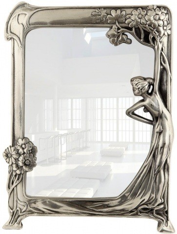 Зеркало в прихожую гостиной, ванной, прихожей в цвете серебро 140055 (белая латунь с патиной)