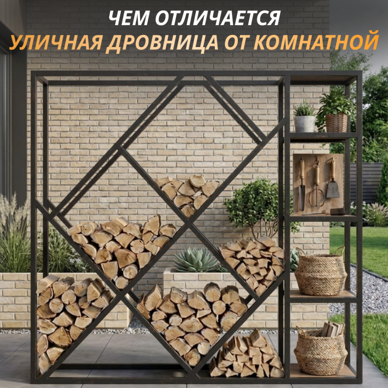 Чем отличается уличная дровница от комнатной