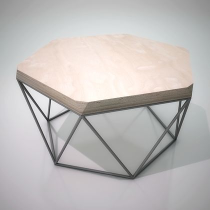 Кофейный/прикроватный столик лофт из дерева L0075(массив дуба)