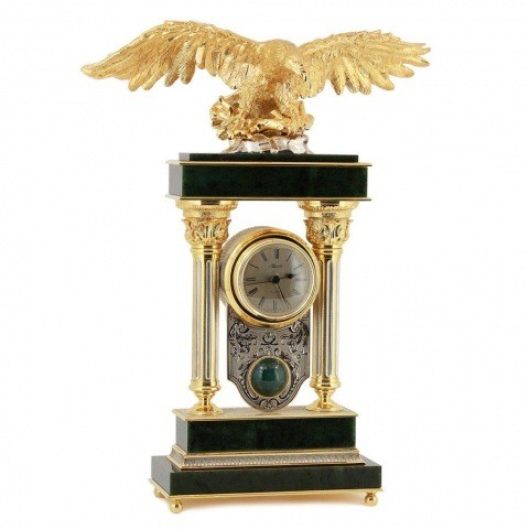 Каминные часы "Орел" камень нефрит 003194