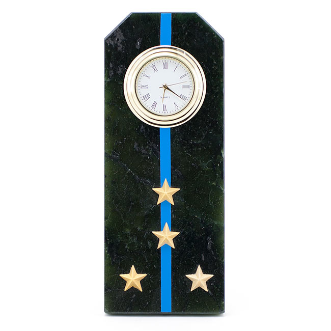 Часы "Погон капитан Авиации ВМФ" камень змеевик 003520