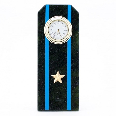  Настольные часы в гостиную "Погон майор Авиации ВМФ" камень змеевик 003521