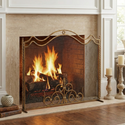 Экран кованый для камина защитный от искр КЭ6373