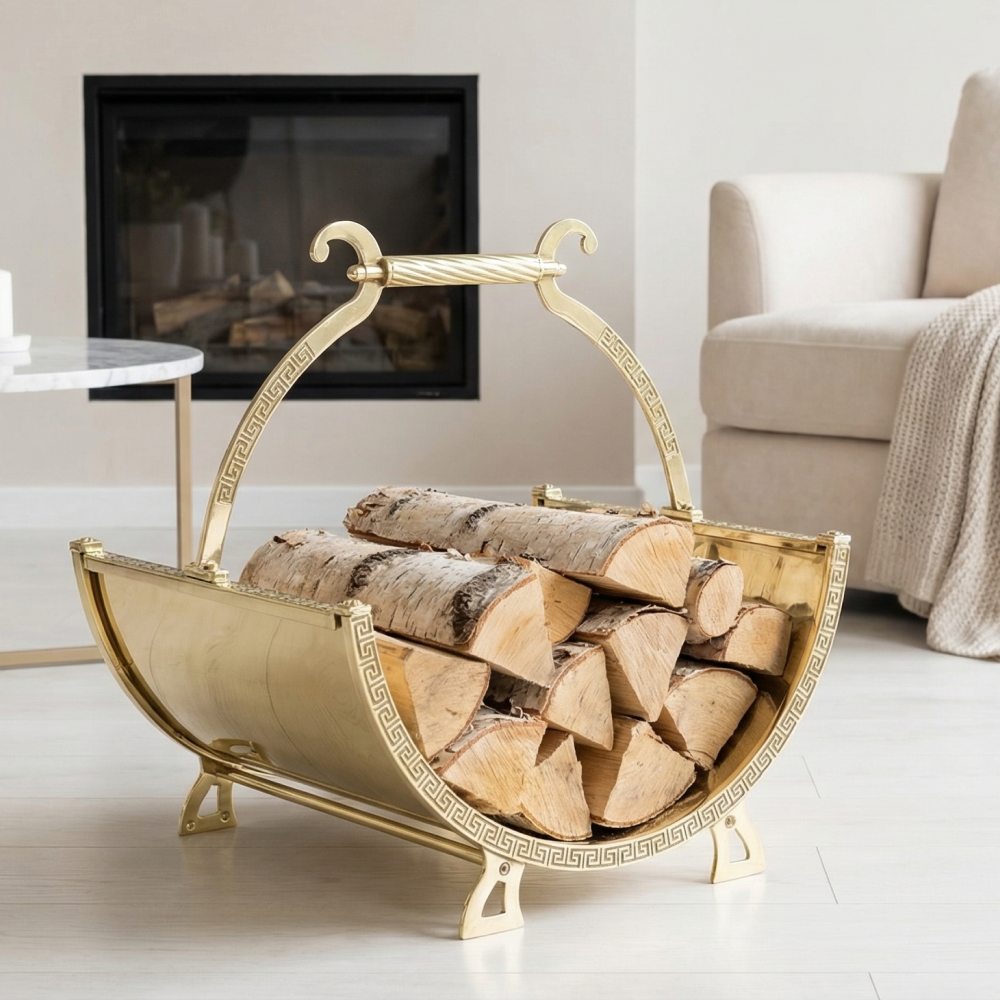 Дровница для камина/печи из латуни Stilars "Арабеска" 02066, Италия