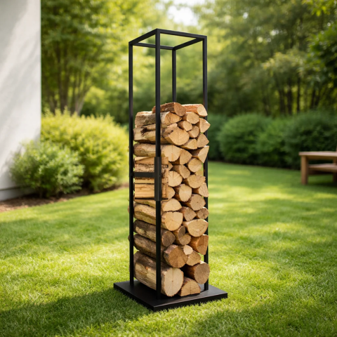 Стеллаж для дров лофт дровница для камина из металла для камина/печи/бани SafaMaster«Колонна» D770BK160 см 