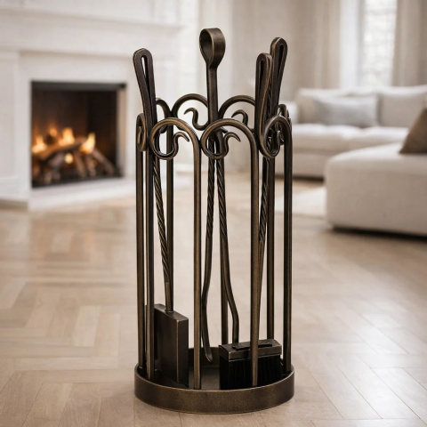 Набор для камина и печи кованый из 4 предметов, ковка SafaMaster KN751AGK