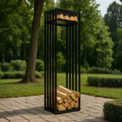 Дровница-стеллаж для дров и щепок лофт из металла для камина/печи/бани SafaMaster D791BK