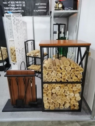 Комплект каминный из массива дуба (набор инструментов и стеллаж для дров)