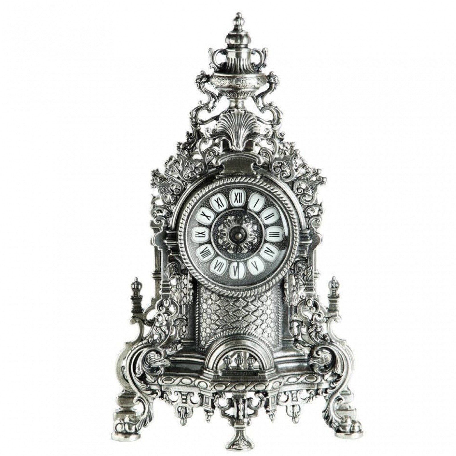 Классические часы для гостиной, каминные , латунь 141234-1 под серебро