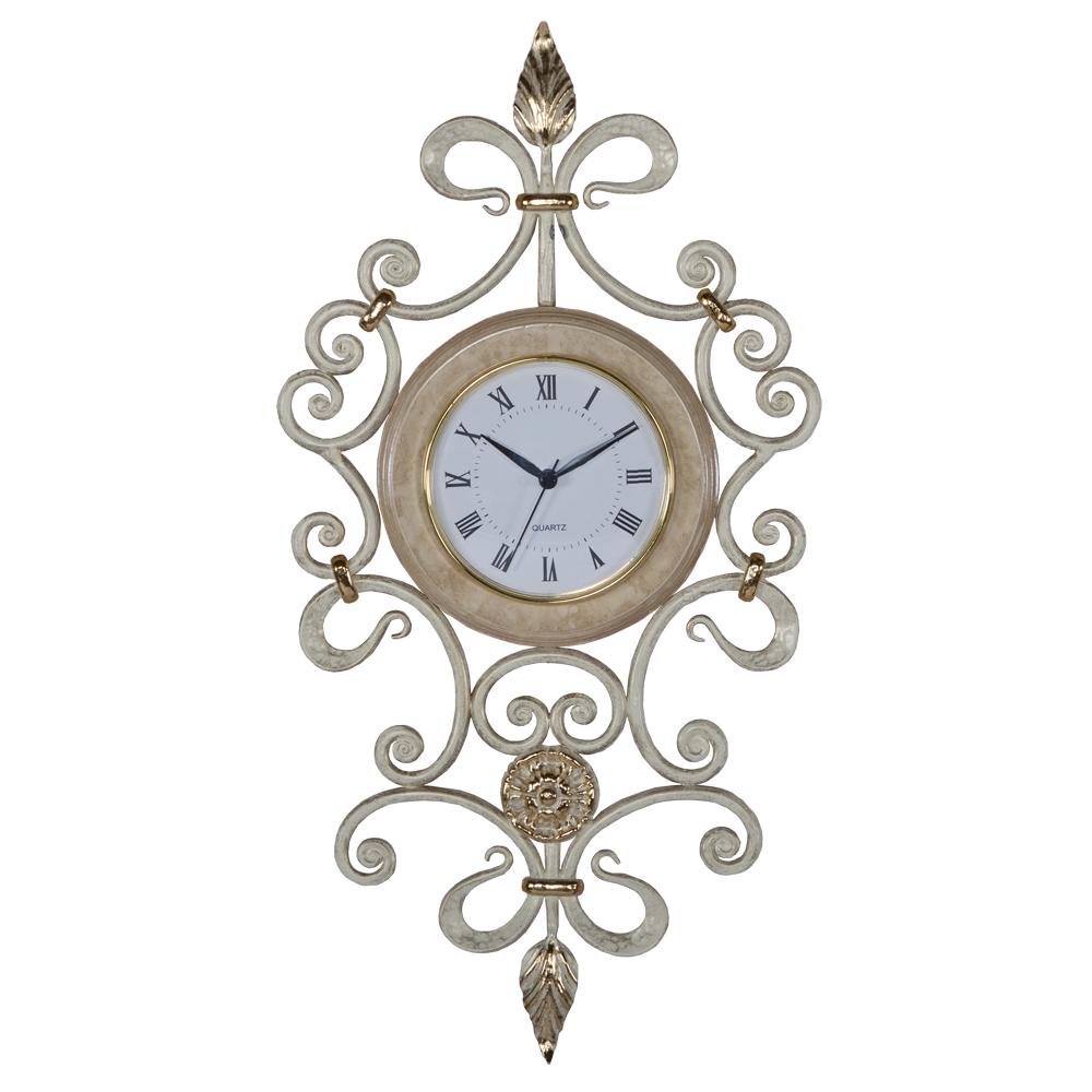 Интерерные часы настенные оригинальные для гостиной, классика кованые Ля Флер Айвори