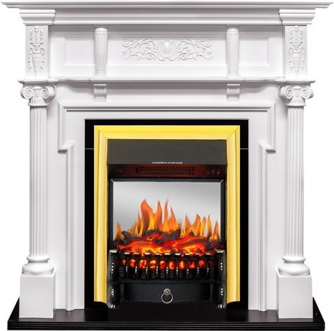 Royal Flame Каминокомплект Oxford - Белый с очагом Fobos FX M Brass