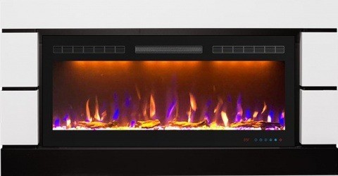 Royal Flame линейный каминокомплект под телевизор Modern - Белый с черным (Глубина 300 мм) с очагом Crystal 40 RF
