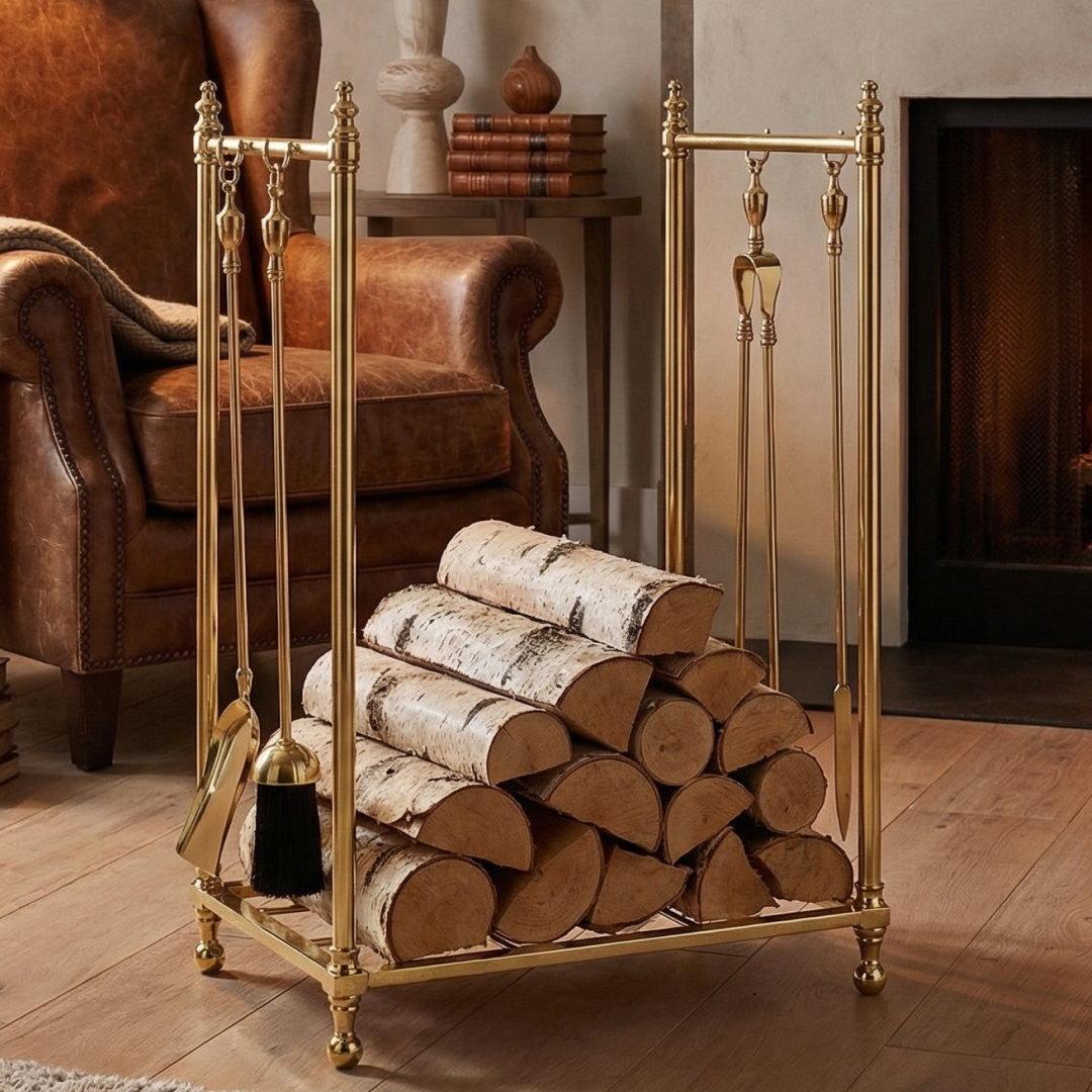 Дровница для камина с набором, четырьмя аксессуарами  для камина 01976