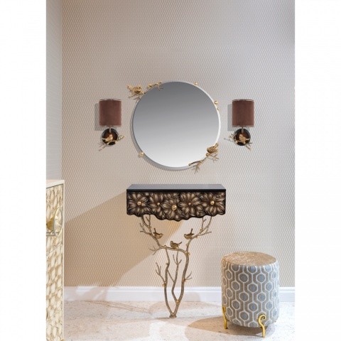 Прихожая настенная Терра Каштан: зеркало, банкетка, 2 бра, консоль