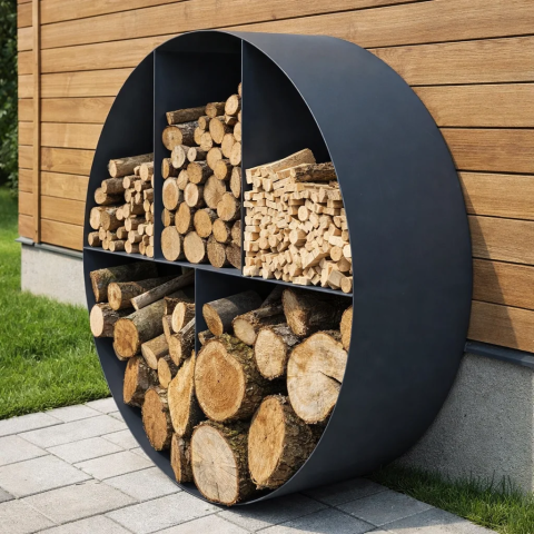 Дровник из металла для дачи круглый настенный уличный для дров «SafaMaster 46» 