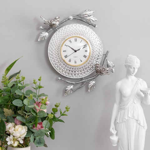  Интерьерные настенные часы в гостиную классические, оригинальные Терра Мей Сильвер