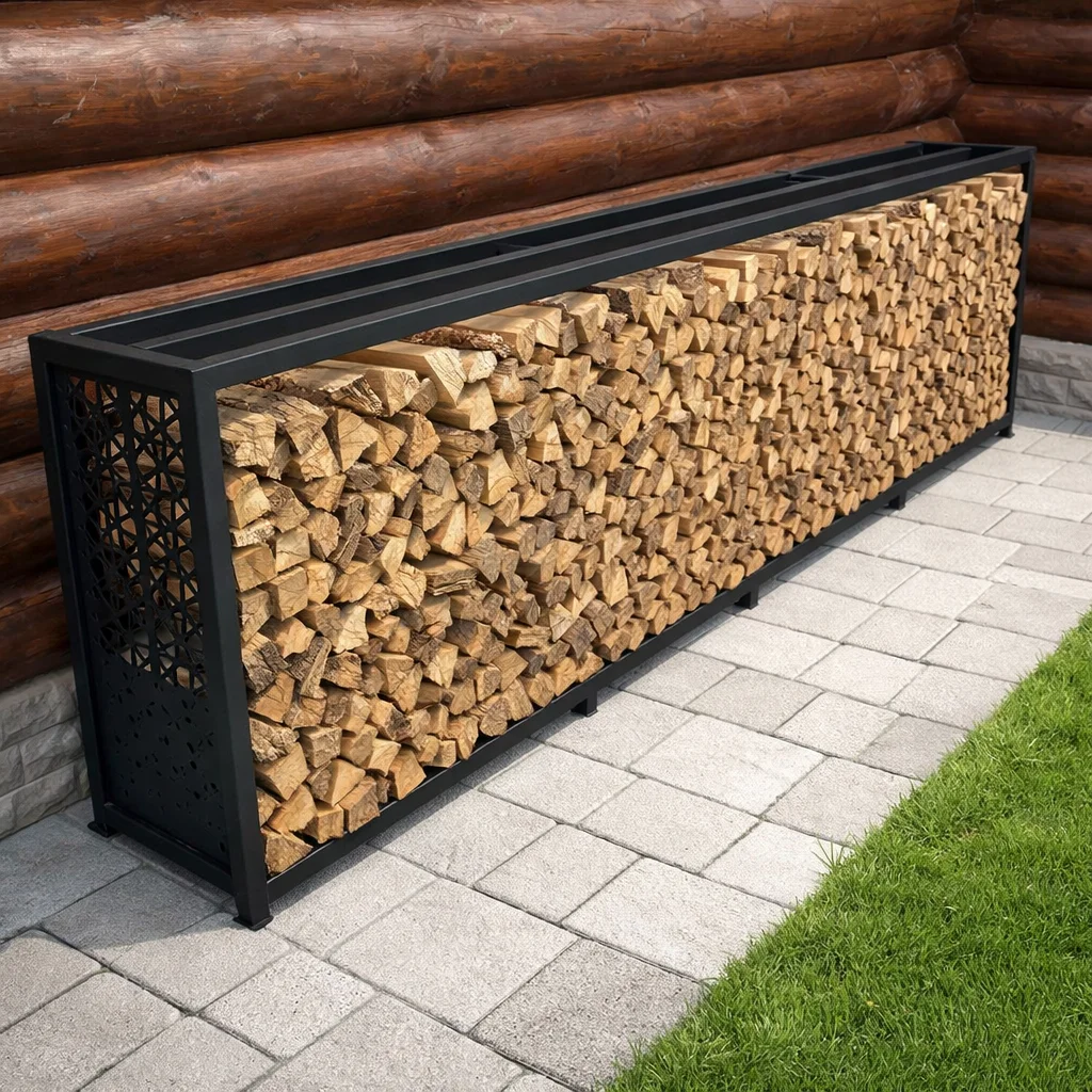 Дровница уличная для дачи, бани из металла с лазерной резкой "Safamaster 51"