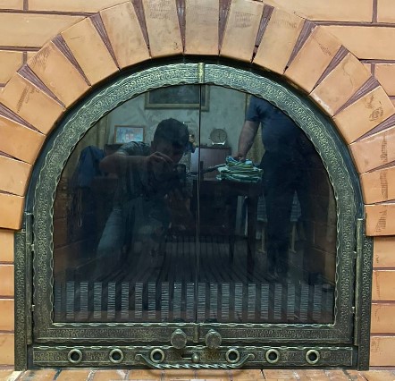 Дверца для печи/камина с термостеклом кованая арочная 