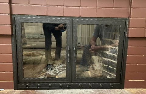 Кованая дверца для печи/камина с огнеупорным стеклом квадратная распашная