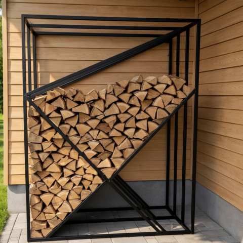 Дровница уличная, для дачи, бани частного дома из металла в стиле лофт Safamaster 77(профильная труба)