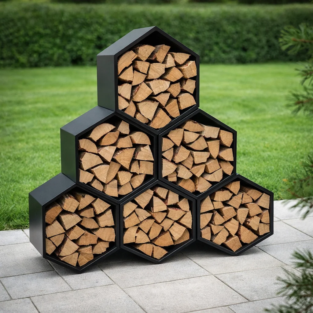 Дровница уличная,для дачи из металал лофт для дров и щепок «SafaMaster Соты»