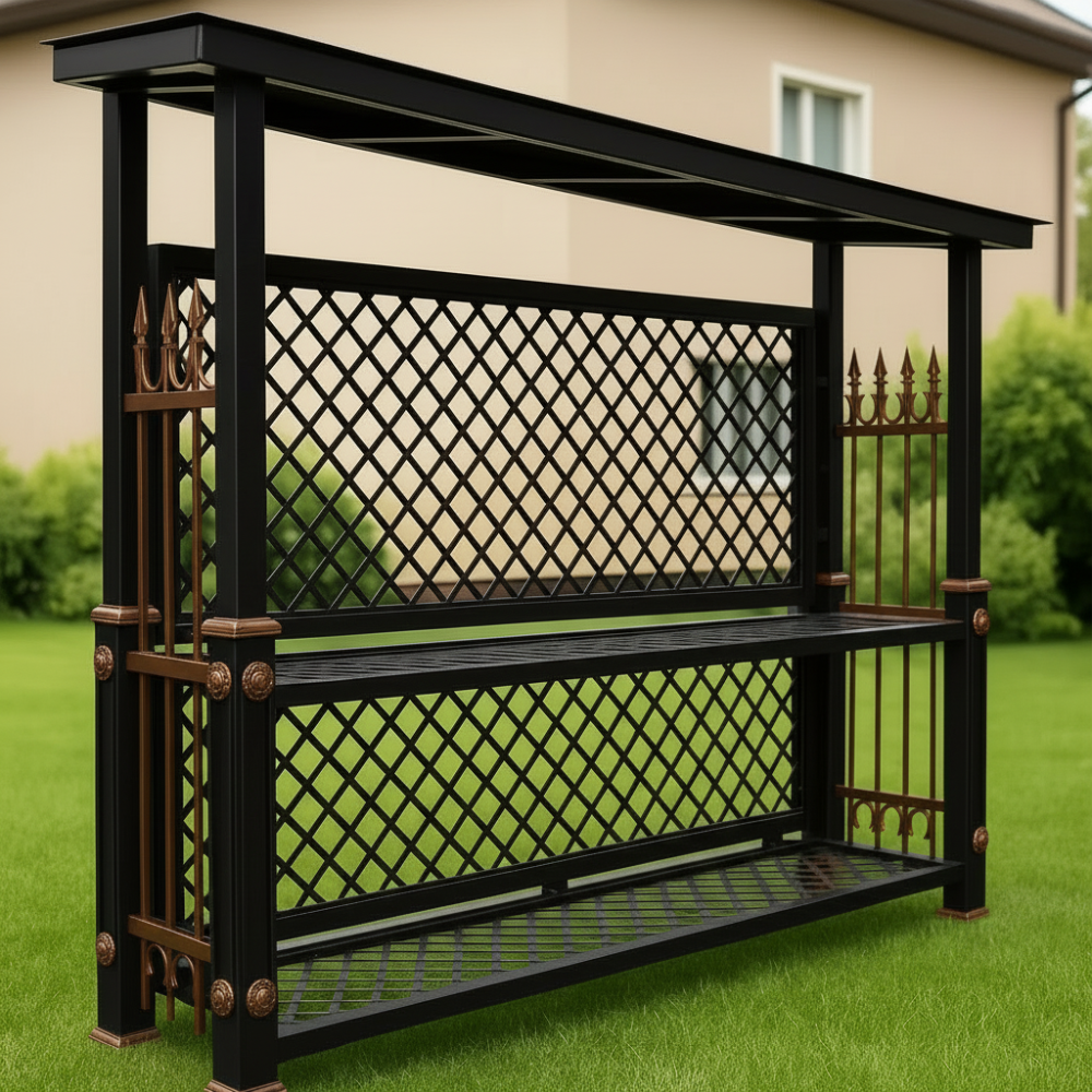 Большая уличная дровница из металла с крышей премиум Safamaster 77027