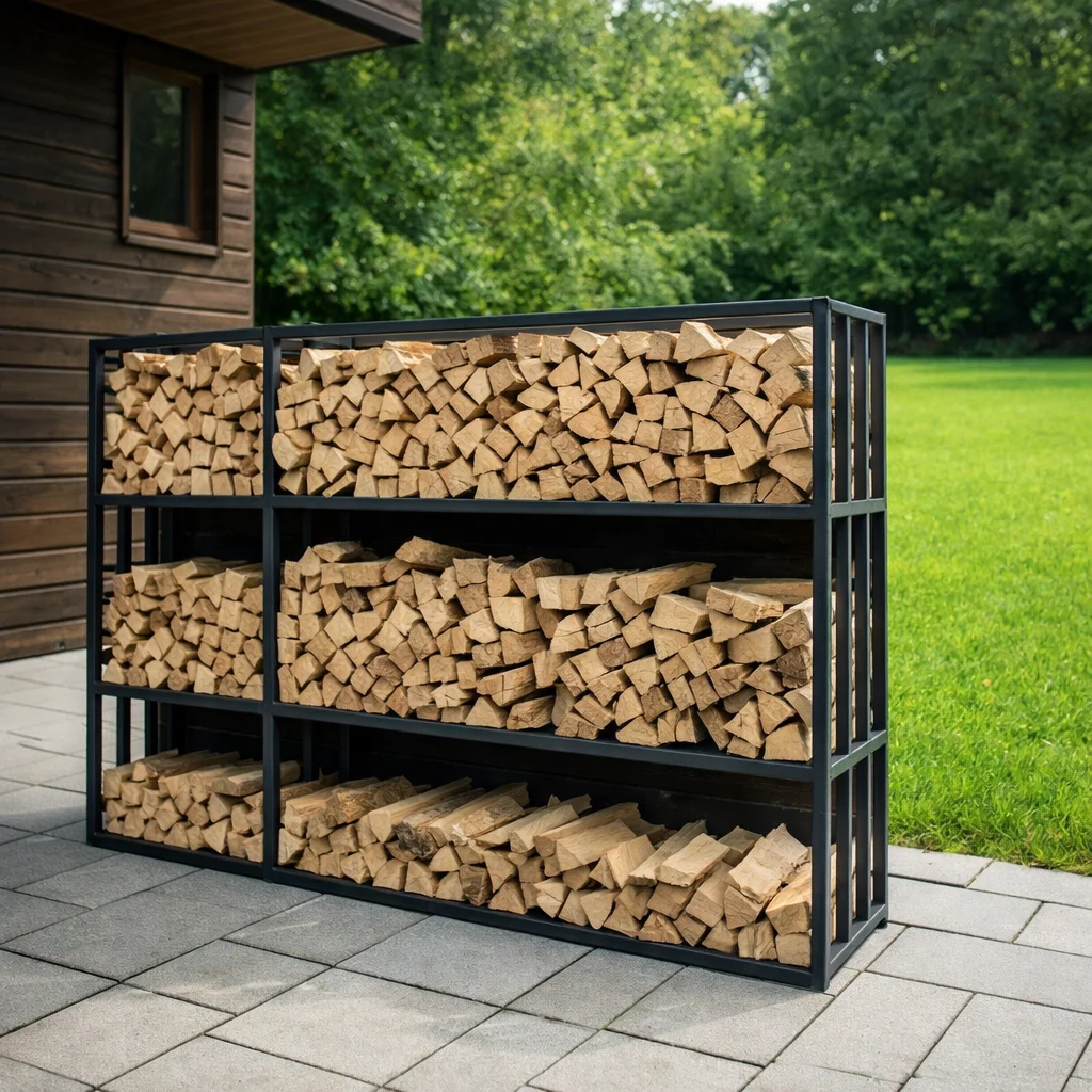 Большая дровница уличная из металла для дачи и частного дома "Sаfamaster 90"(из металлопрофиля)