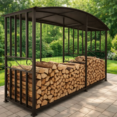 Дровница уличная  из металлопрофиля с крышей из металла Safamaster 90