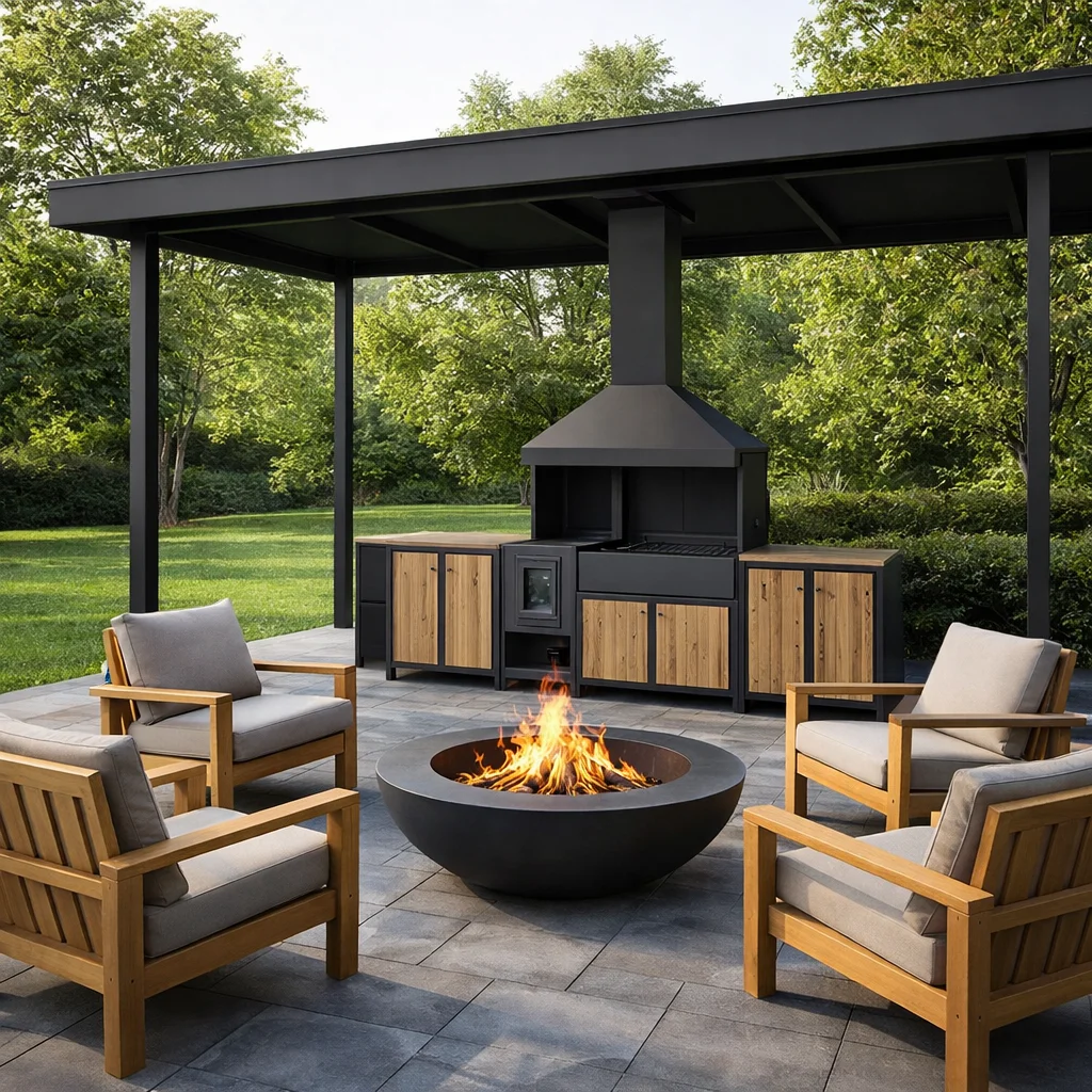 Мангальная зона из металла лофт для дачи и дома (мангальный комплекс лофт 21 бабрбекю)