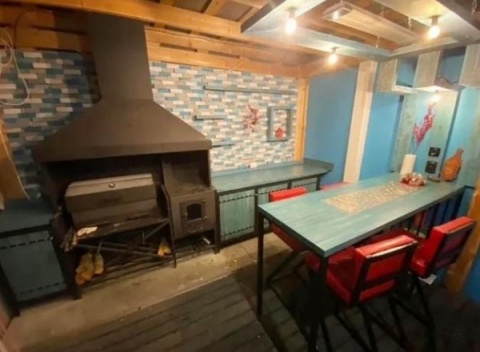 Модульная уличная летняя кухня для дачи и дома  с мангальный зоной лофт 24