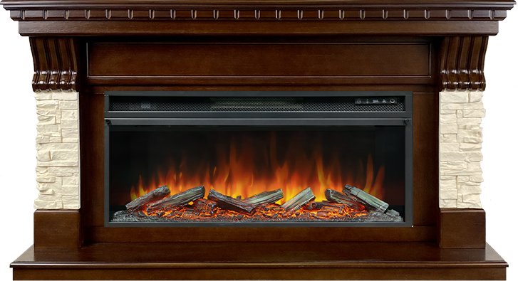 Royal Flame Каминокомплект Denver - Темный дуб / Бежевый (Ширина 1500 мм) с очагом Vision 42 LOG LED
