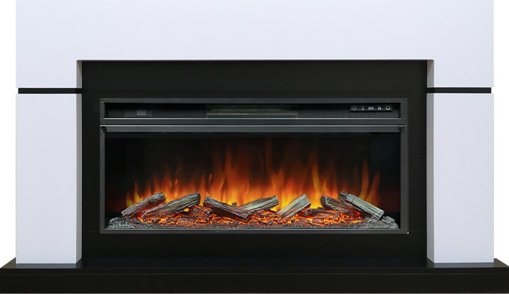 Royal Flame Каминокомплект Lindos - Белый с черным (Ширина 1470мм) с очагом Vision 42 LOG LED
