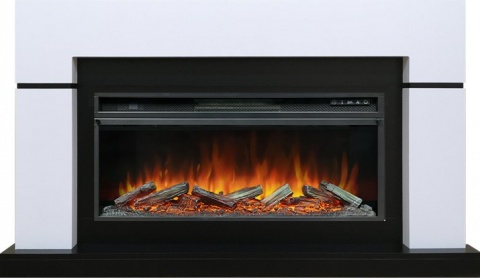 Royal Flame Каминокомплект Lindos - Белый с черным (Ширина 1470мм) с очагом Vision 42 LOG LED