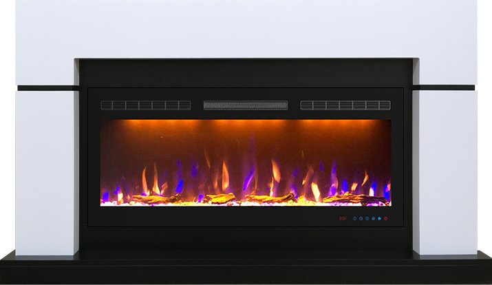 Royal Flame Каминокомплект Lindos - Белый с черным (Ширина 1470мм) с очагом Crystal 40 RF