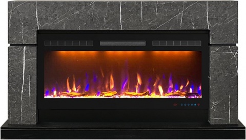 Royal Flame Каминокомплект Lindos 42 SFT - Серый мрамор (Ширина 1470мм) с очагом Crystal 40 RF
