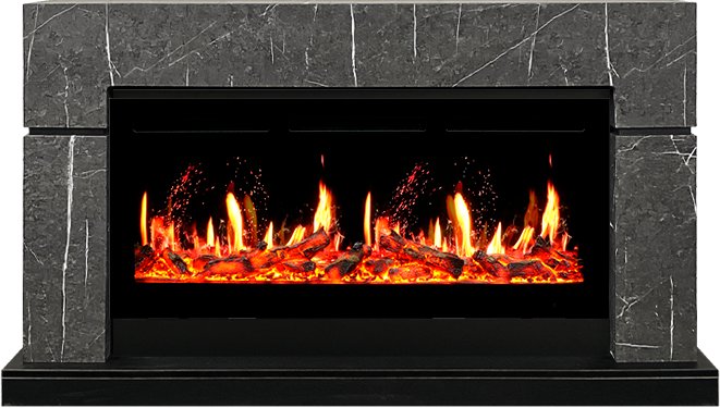 Royal Flame Каминокомплект Lindos 42 SFT - Серый мрамор (Ширина 1470мм) с очагом 5D V-ART 40