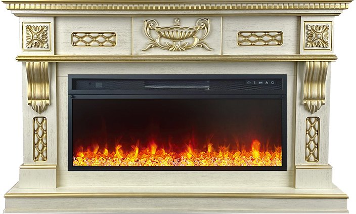 Royal Flame Каминокомплект Corsica - Слоновая кость с патиной (Ширина 1500 мм) с очагом Vision 42 LED