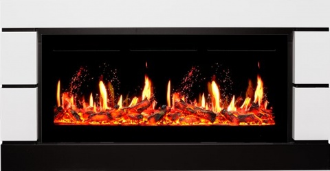 Royal Flame Каминокомплект Modern - Белый с черным (Глубина 300 мм) с очагом 5D V-ART 40