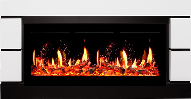 Royal Flame Каминокомплект Modern 42 - Белый с черным (Ширина 1395 мм) с очагом 5D V-ART 40