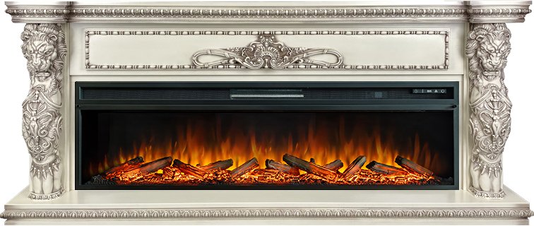 Royal Flame Каминокомплект Windsor 60 - Слоновая кость с темной патиной с очагом Vision 60 LOG LED