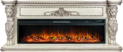 Royal Flame Каминокомплект Windsor 60 - Слоновая кость с темной патиной с очагом Vision 60 LOG LED