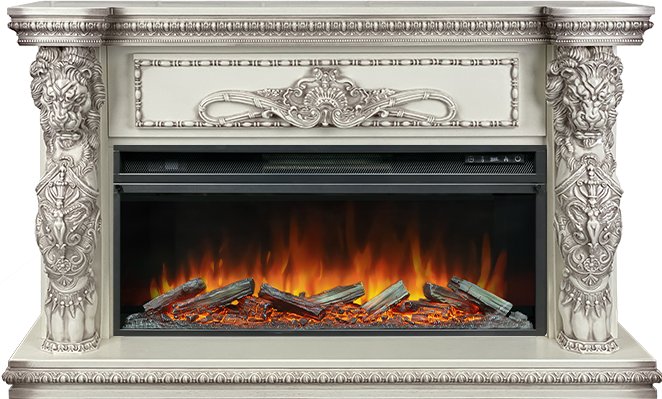 Royal Flame Каминокомплект Windsor 42 - Слоновая кость с темной патиной с очагом Vision 42 LOG LED
