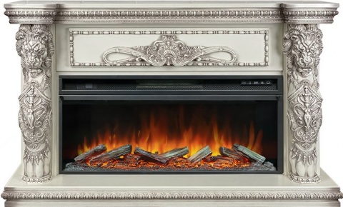 Royal Flame Каминокомплект Windsor 42 - Слоновая кость с темной патиной с очагом Vision 42 LOG LED