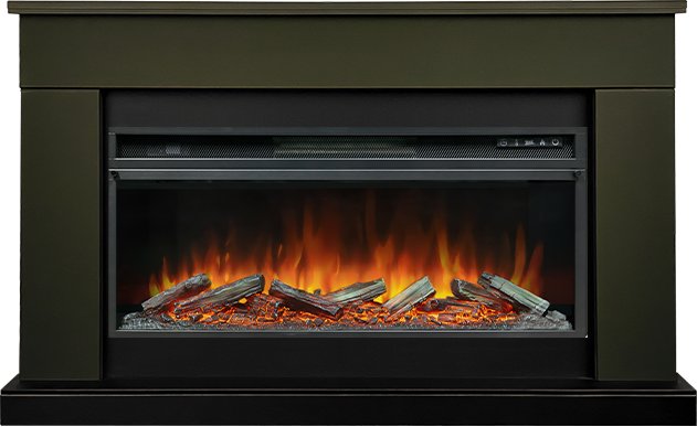 Royal Flame Каминокомплект Bergen (Разборный) - Темная олива (Ширина 1370 мм) с очагом Vision 42 LOG LED