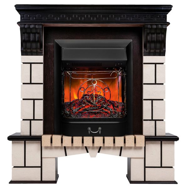 Электрокамин RealFlame Stone AO с очагом Majestic Lux Black